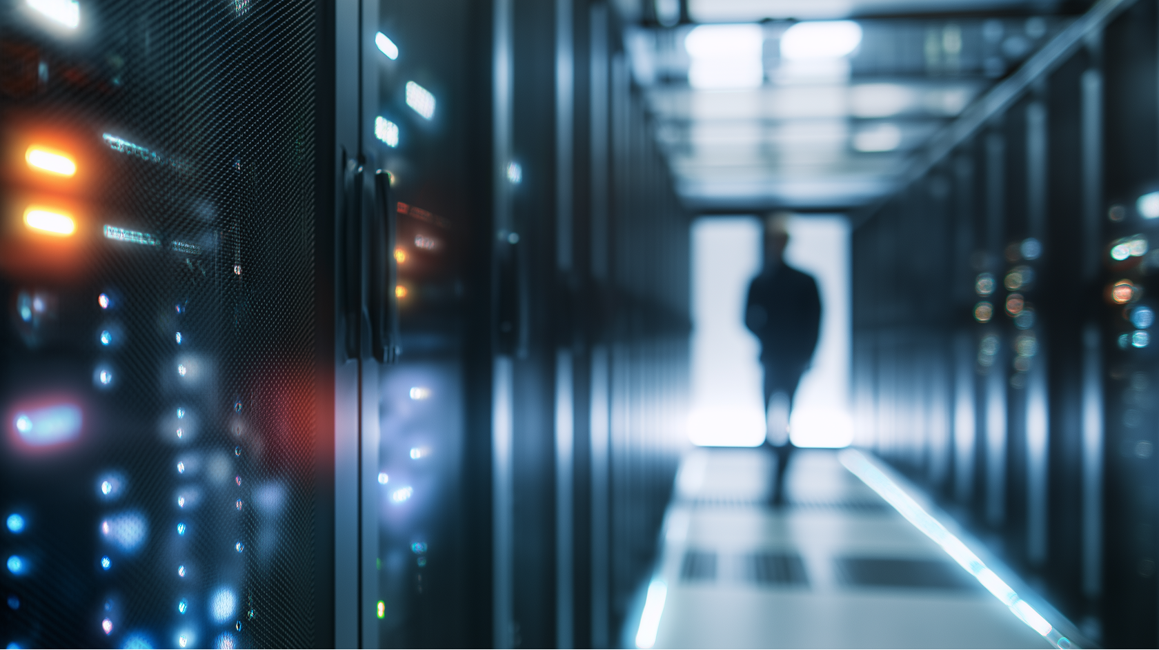 인물이 서버를 점검하는 이미지